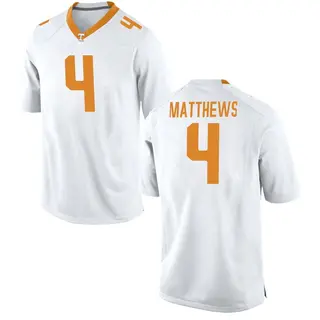 Game Men's Mike Matthews Tennessee Volunteers Nike College Jersey - White