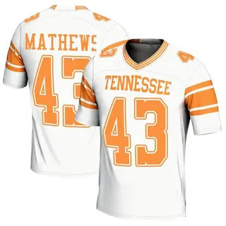 Game Youth Jackson Mathews Tennessee Volunteers Replica 2nd Football Jersey - White