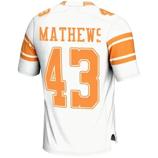 Game Youth Jackson Mathews Tennessee Volunteers Replica 2nd Football Jersey - White